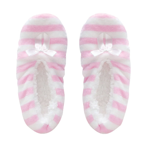 Cosy Fluffy Slippers - Pink Stripes