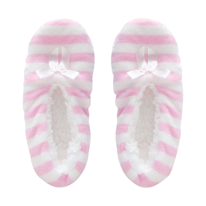 Cosy Fluffy Slippers - Pink Stripes